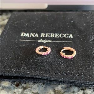 Dana Rebecca Sapphire Mini Huggies Rose Gold